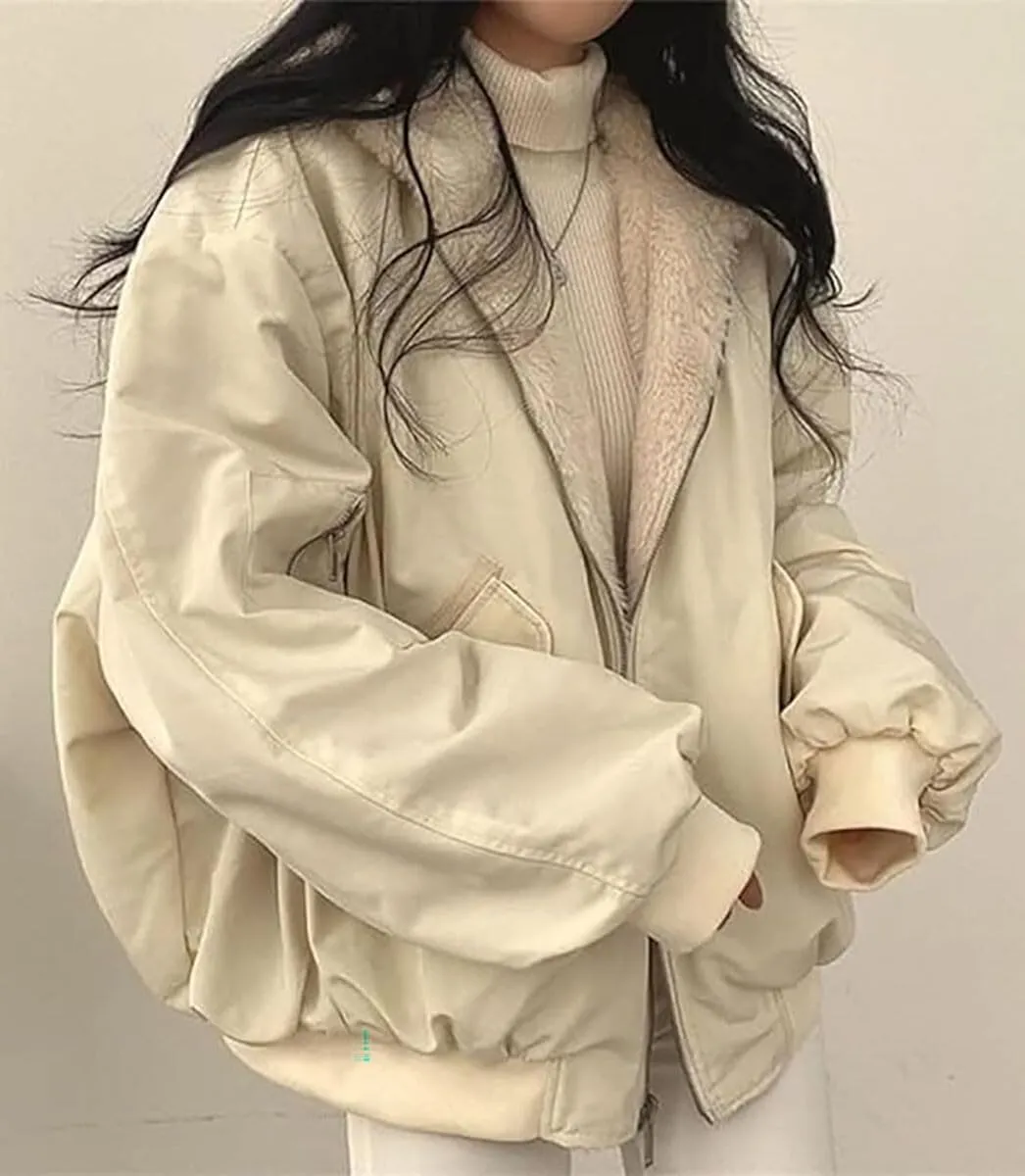 Winter Hoodies for Women Warm Reversible Jacket Oversized Fleece Short Coats Jackets