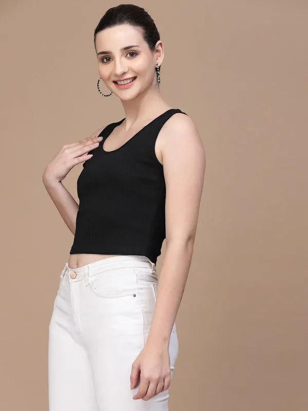 Women Black Odour Free U Neck Tank Top