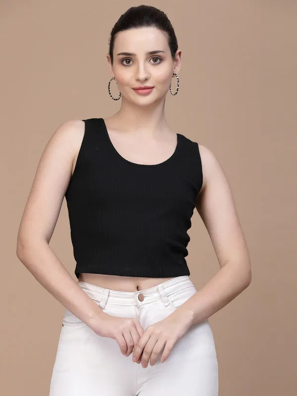 Women Black Odour Free U Neck Tank Top
