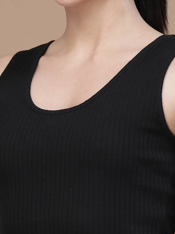Women Black Odour Free U Neck Tank Top