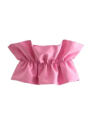 Women Fashion Sexy Pleats Tank Tops Female Chic Camis Solid Sleeveless Backless Party Chic Crop Top