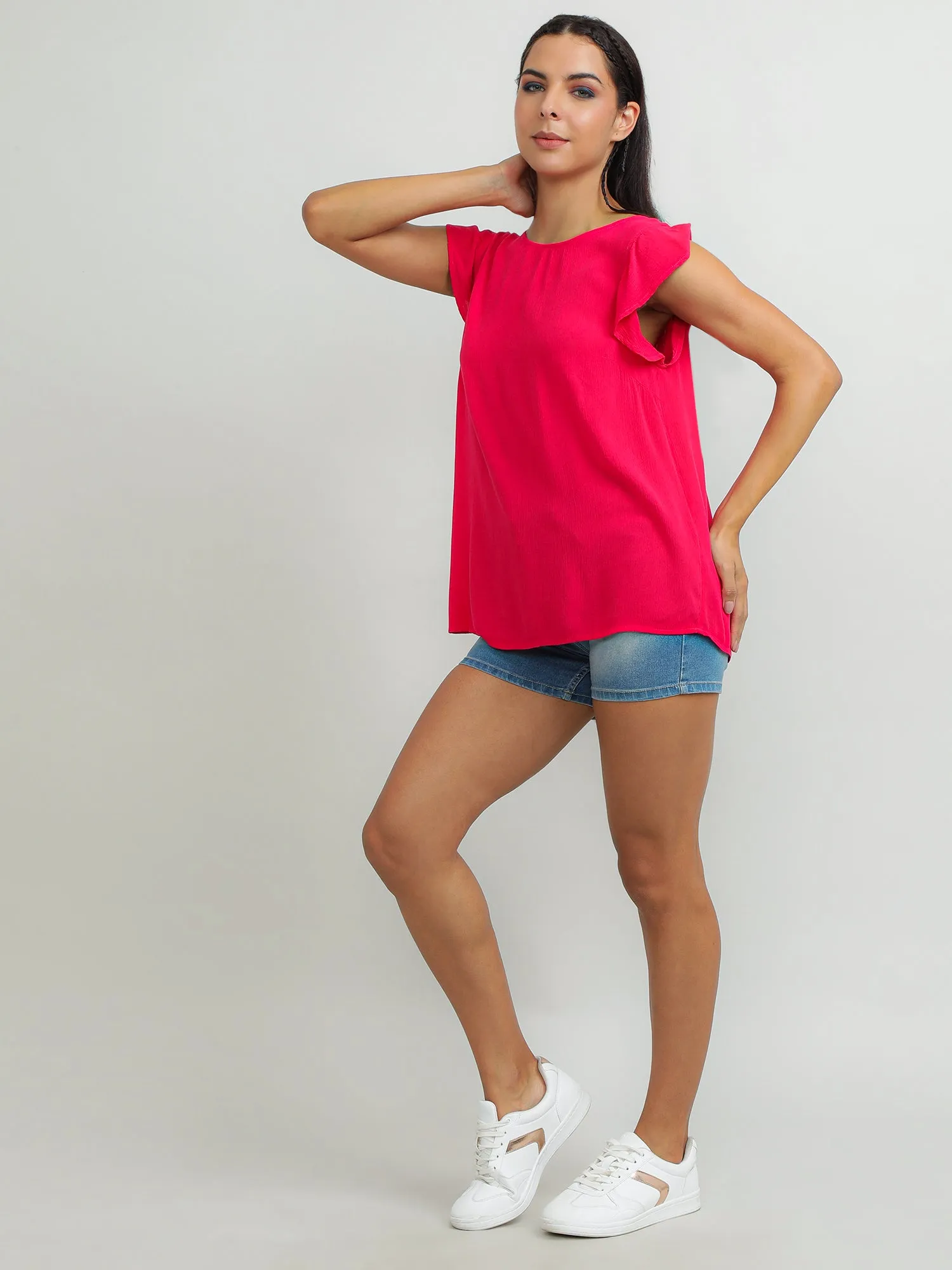 Women Viscose Pink Delicate Top