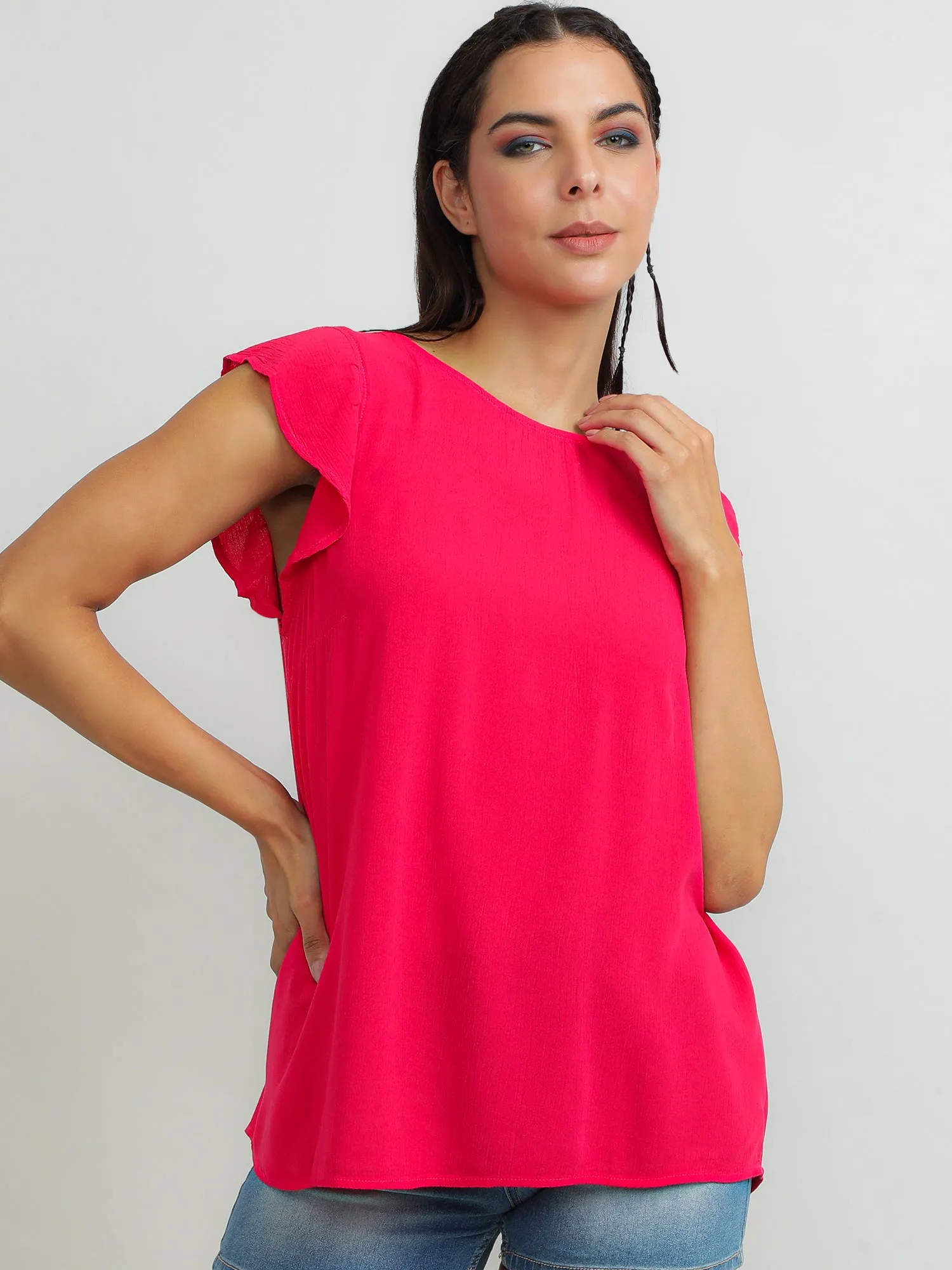 Women Viscose Pink Delicate Top