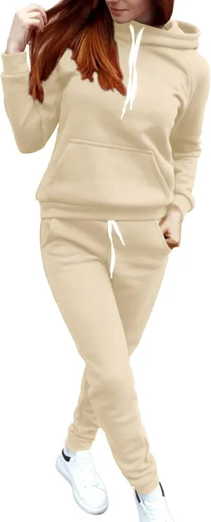 Womens 2 Piece Outfits Sweatsuits Lounge Sets Oversized Hoodie Sweatshirts High Waist Workout Joggers Fall Outfits