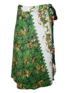 Womens Beach Short Wrap Skirt Black Printed Skirts One Size