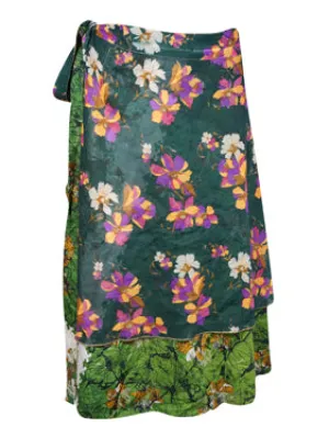 Womens Beach Short Wrap Skirt Black Printed Skirts One Size
