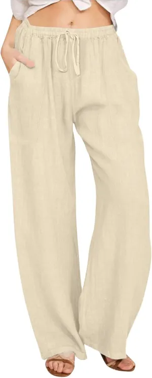 Womens Cargo Pants Straight Leg Summer Linen Cotton Low Rise, Ankle Pants for Women Plus Size Workout Trousers