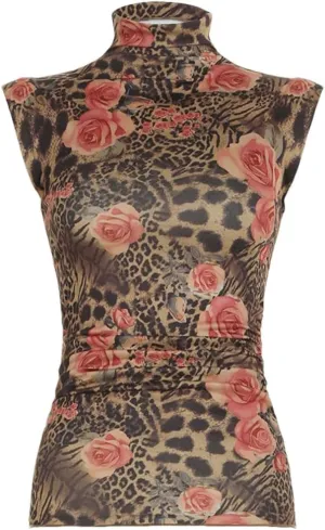 Women's Floral Print Sleeveless Tops Boho Aesthetic Slim-Fitting Camisole Vintage Vest
