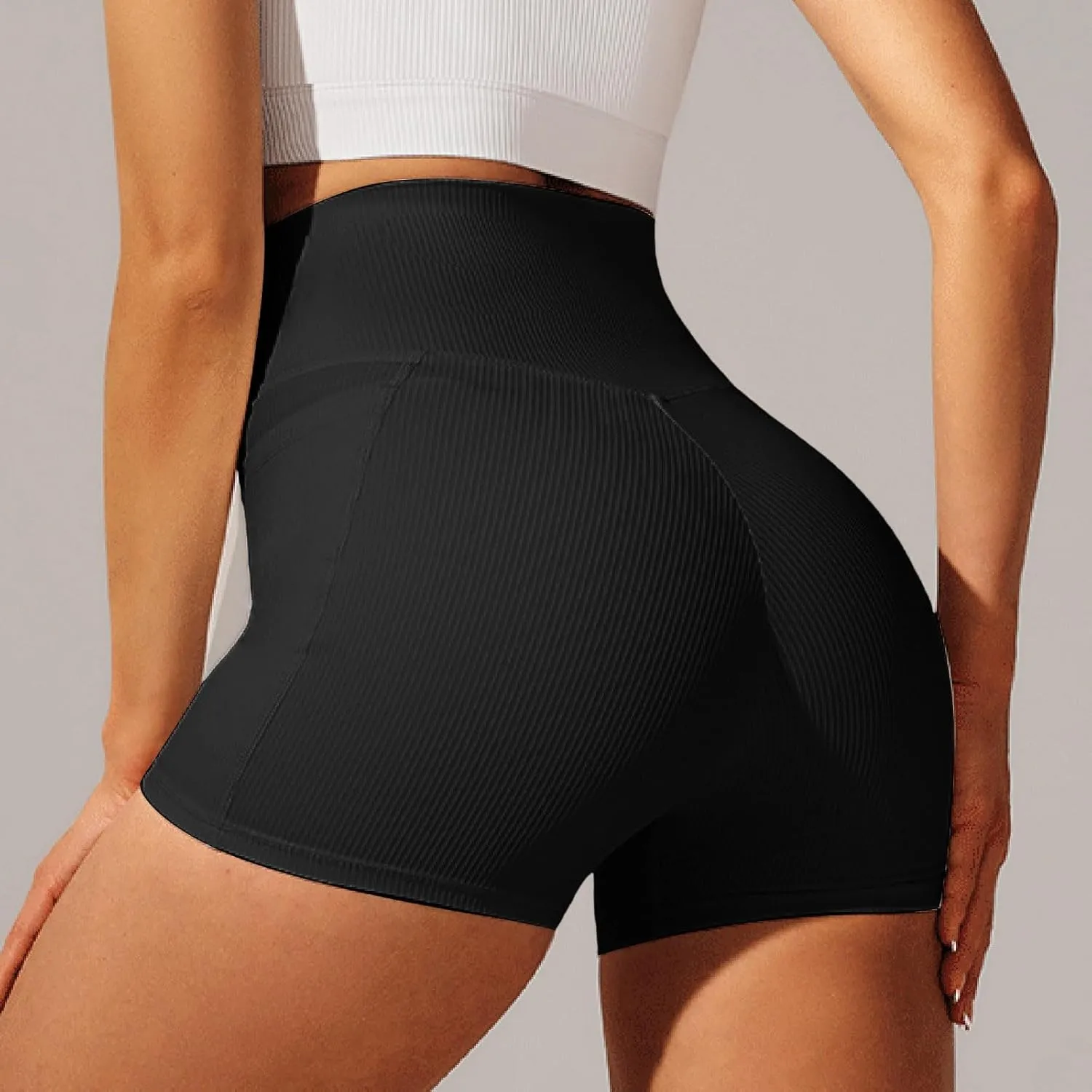 Womens High Waist Yoga Shorts Abdomen Control Training Running Pants Shorts for Women
