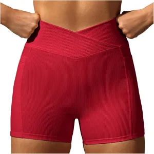 Womens High Waist Yoga Shorts Abdomen Control Training Running Pants Shorts for Women