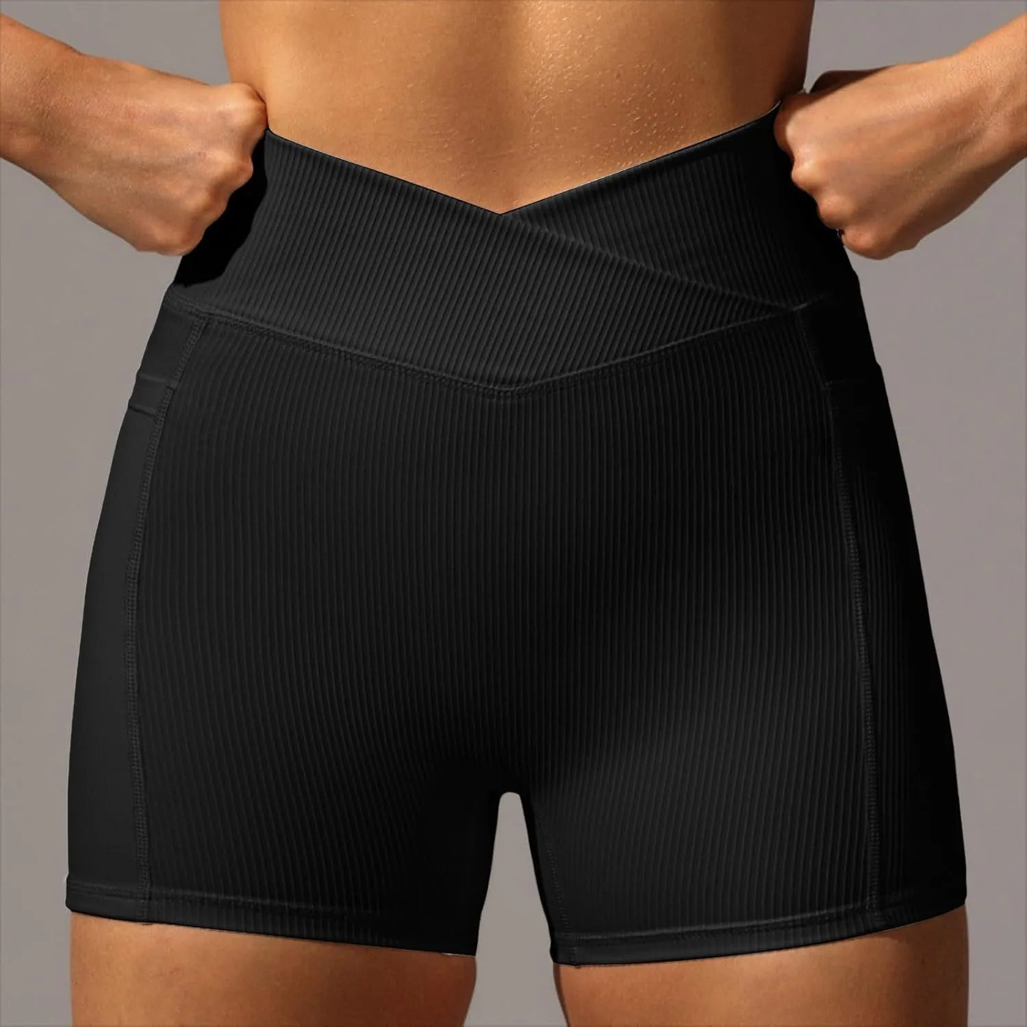 Womens High Waist Yoga Shorts Abdomen Control Training Running Pants Shorts for Women