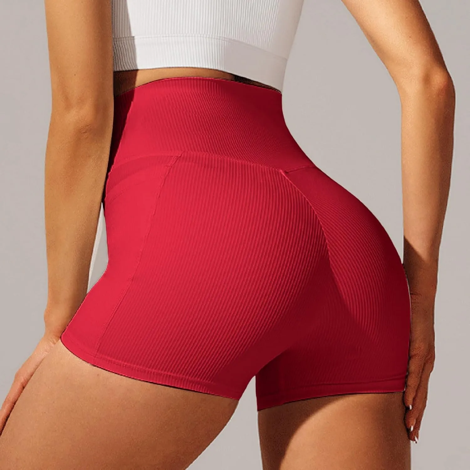 Womens High Waist Yoga Shorts Abdomen Control Training Running Pants Shorts for Women
