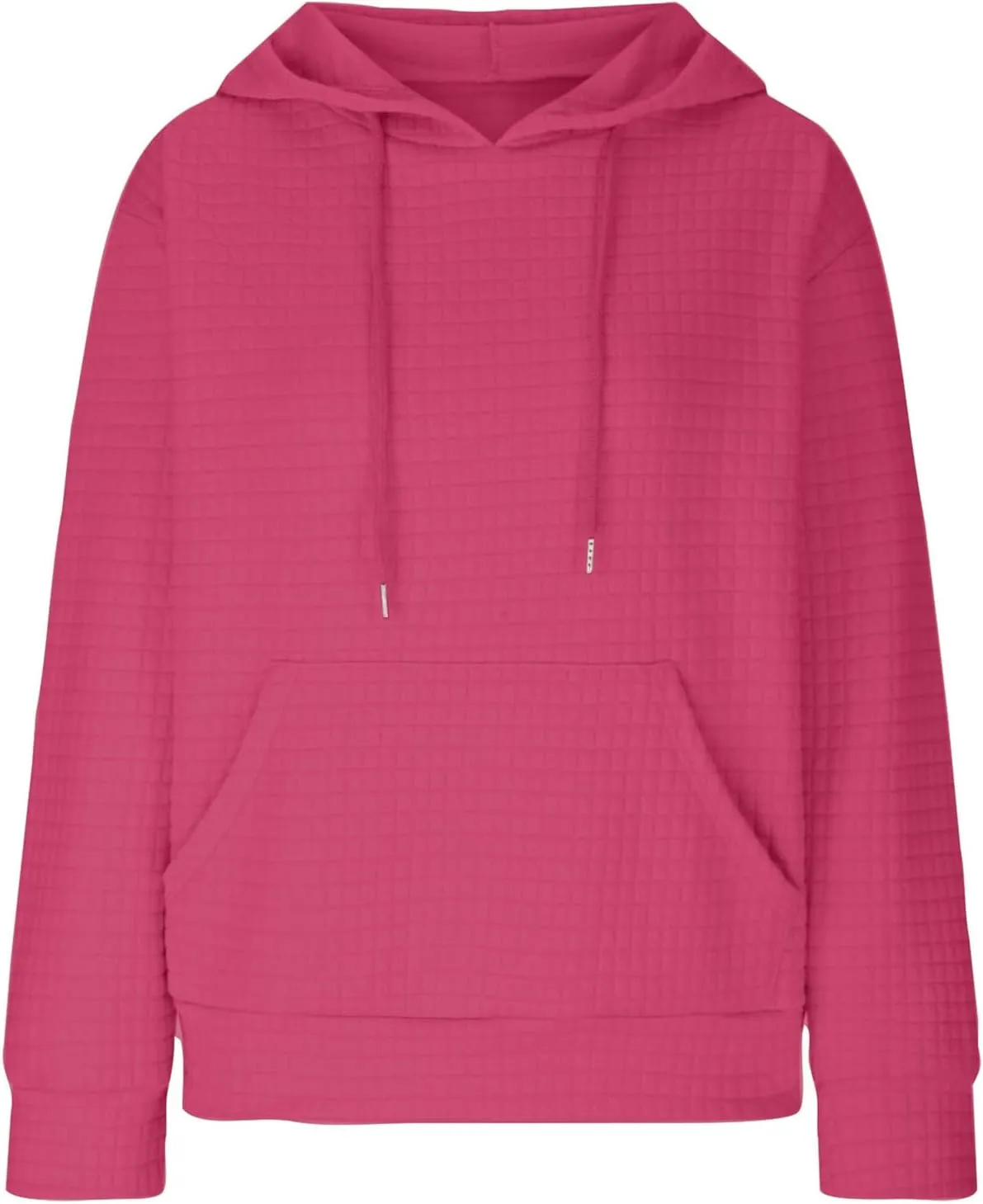 Womens Hoodies Fashion Solid Color Tops Long Sleeve Casual Loose Fitted Sweatshirt Pocket Drawstring Pullover