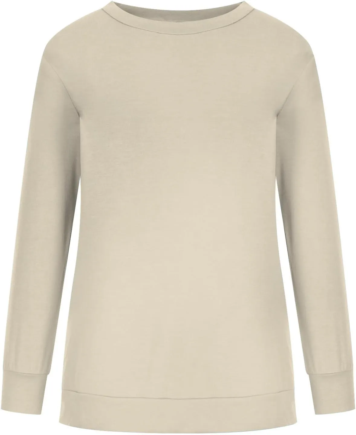 Womens Long Sleeves Sweatshirt Fitted Blouse Solid Color Round Neck Tops Pullover Casual Loose Fashion Hoodies