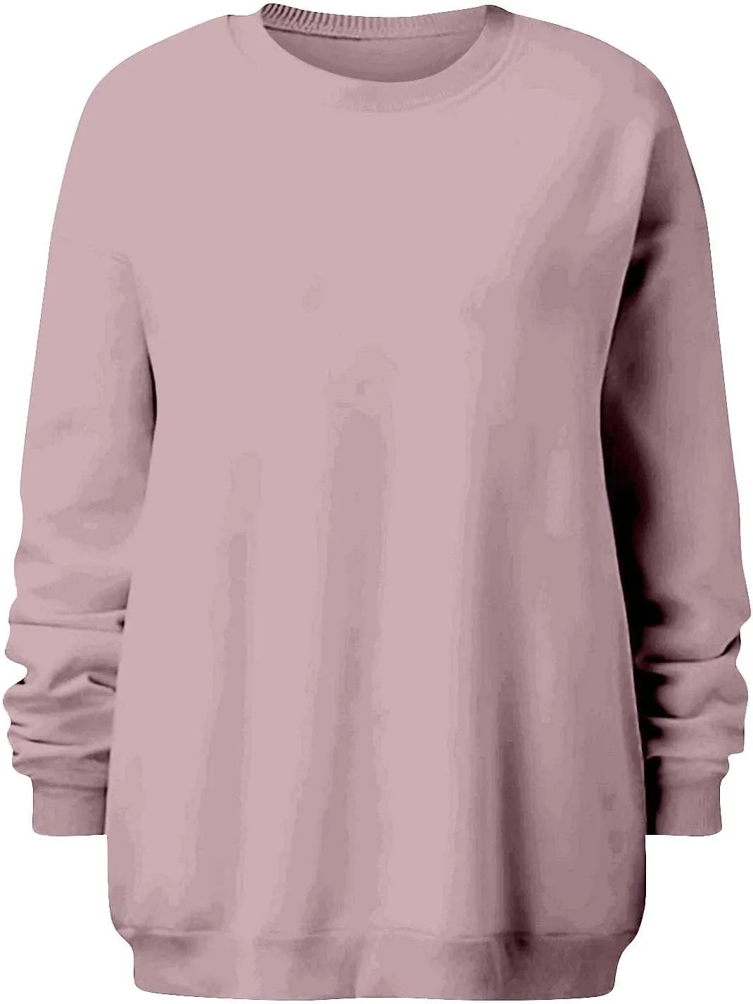 Womens Loose Fashion Blouse Long Sleeves Round Neck Solid Color Sweatshirt Fitted Tops Pullover Casual Hoodies