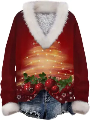 Womens Oversized Sweatshirt Loose V Neck Fleece Long Sleeve Pullovers Waffle Knit Winter Warm Tops Blouses Clothes