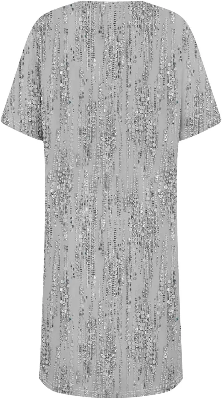 Women's Sequin Short Sleeve Dress Elegant Sparkling Party Mini Dress for Evening, Club, and Cocktail Events
