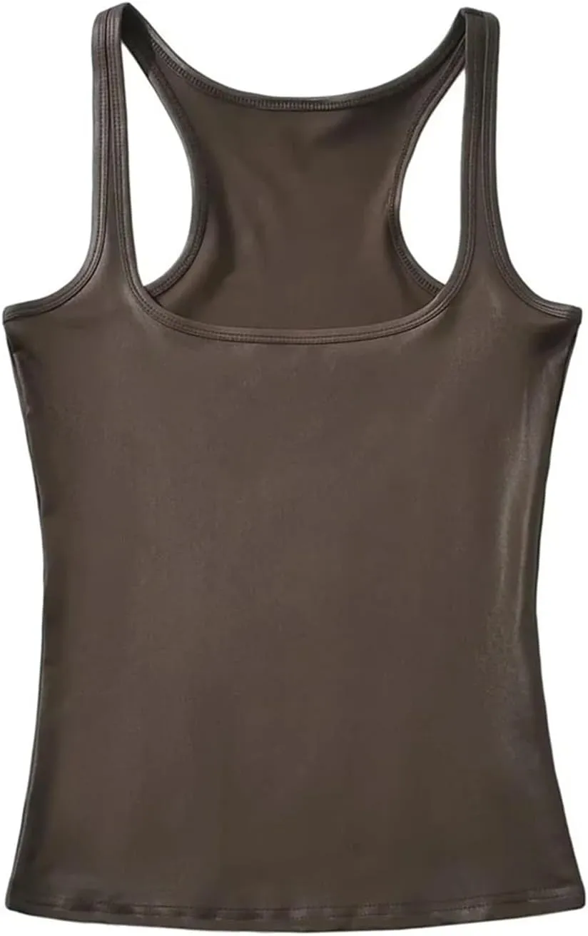Women's Square Neck Camisole Top Racer Back Daily Casual Slim Fit Chic Tank Top