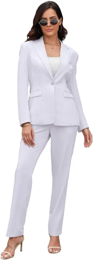 Women's Suits for Work Professional, 2 Piece Office Work Suit Set, Slim Fit One Button Blazer Jacket and Pants Set