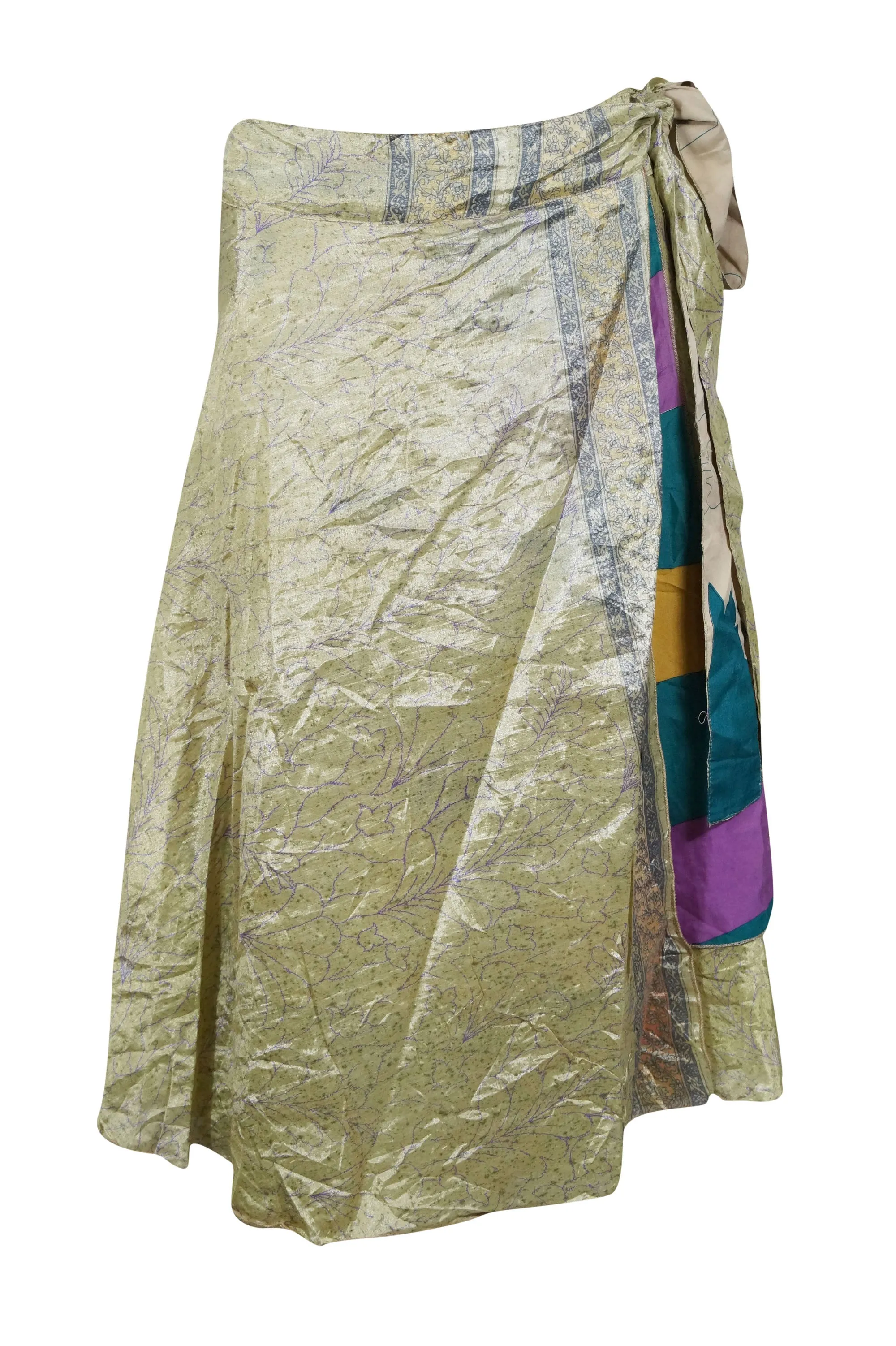 Womens Wrap Short Skirt, Beige Printed Skirts One size