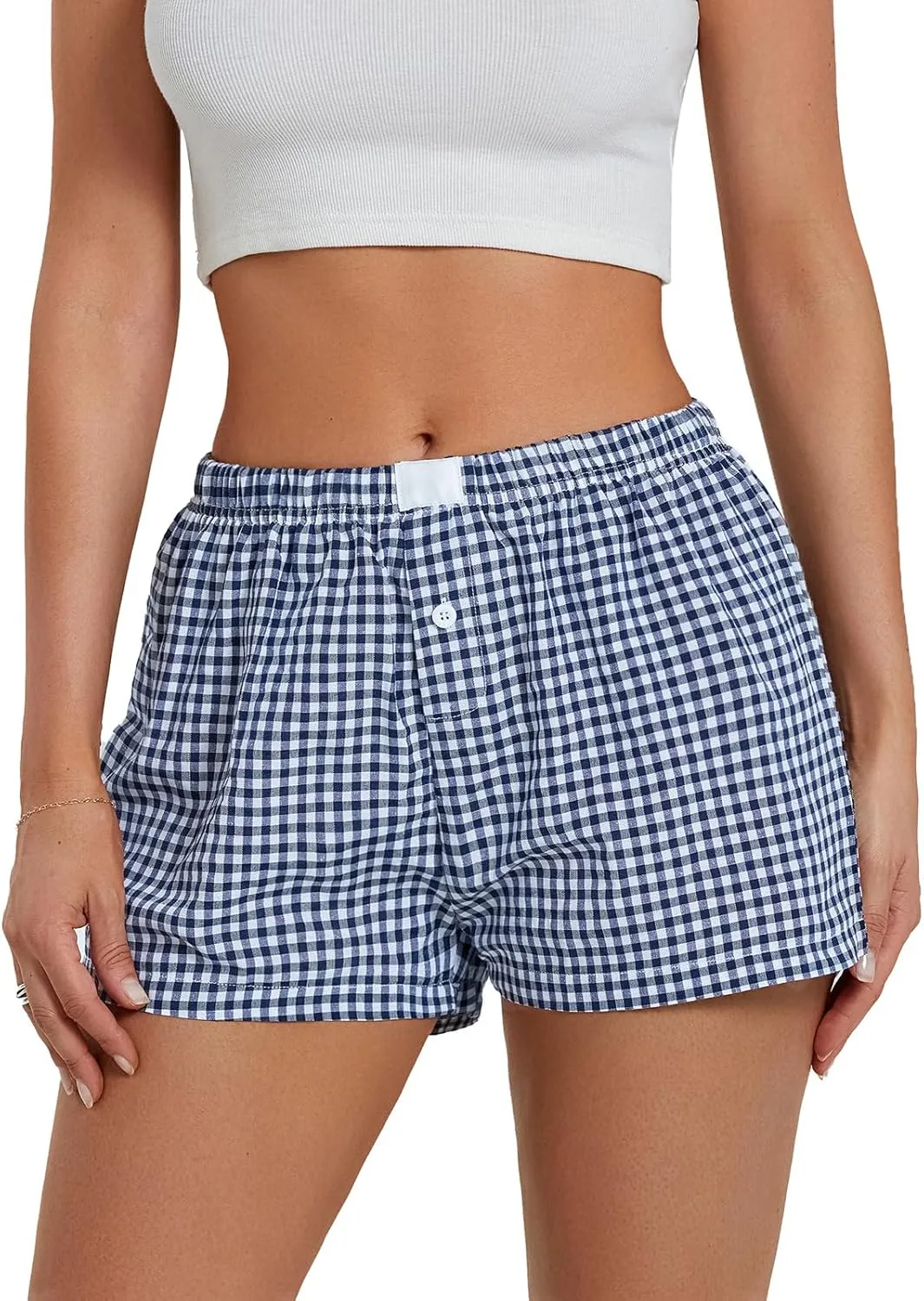 Womens Y2k Plaid Shorts Women Cute Lounge Pajama Sleep Comfy & Casual Gingham PJ Boxer Shorts